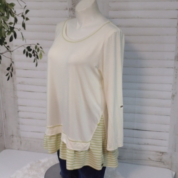 Matilda Jane Cream with Green Stripe Adjustable Tunic, Size XL - Picture 4 of 10